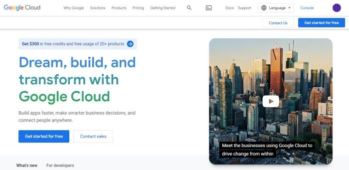 Click-Through Landing Page Example: Google Cloud Platform