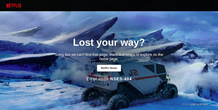 404 Error Page Landing Page Example: Netflix