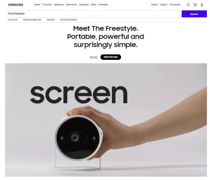 Samsung Video Landing Page Example