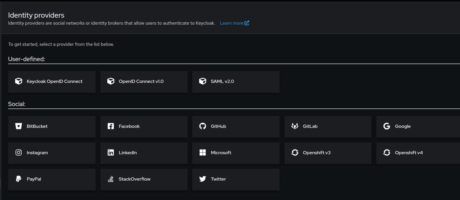 Keycloak social login options